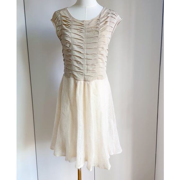 Y2K Knit Metallic gold/cream Womens Dress holiday NYE Sparkle Size Large - Picture 5 of 10